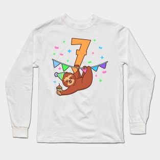 I am 7 with sloth - kids birthday 7 years old Long Sleeve T-Shirt